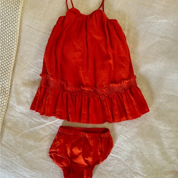 Banana Republic Baby Charlize Linen Dress with Bloomers- Red, 6-12m - Picture 8 of 15